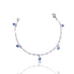 PULSEIRA 5 CORACAO ZIRCONIA AZUL PRATA 925