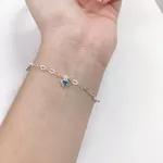 PULSEIRA 5 CORACAO ZIRCONIA AZUL PRATA 925