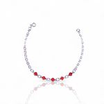 PULSEIRA ZIRCONIA VERMELHA INGLESA PRATA 925