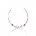 PULSEIRA 5 CORACAO ZIRCONIA COLORIDO PRATA 925