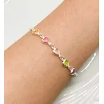 PULSEIRA 5 CORACAO ZIRCONIA COLORIDO PRATA 925