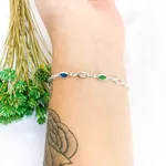 PULSEIRA 4 ZIRCONIA NAVETE COLORIDO PRATA 925