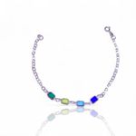 PULSEIRA 4 PINGENTES RETANGULAR COLORIDO PRATA 925