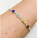 PULSEIRA 4 PINGENTES RETANGULAR COLORIDO PRATA 925