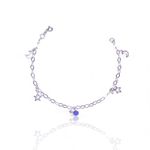 PULSEIRA LUA ESTRELA ZIRCONIA AZUL PRATA 925