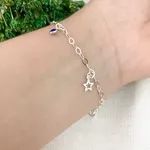 PULSEIRA LUA ESTRELA ZIRCONIA AZUL PRATA 925