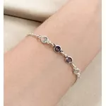 PULSEIRA 4 ZIRCONIA AZUL E ROXO PRATA 925