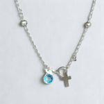 PULSEIRA BOLA CRUZ COM ZIRCONIA AZUL PRATA 925