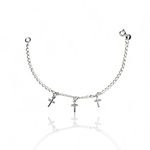 PULSEIRA INFANTIL 3 PINGENTE CRUZ PRATA 925