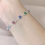 PULSEIRA OLHO GREGO COLORIDA PRATA 925