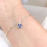 PULSEIRA CORAÇÃO OLHO GREGO PRATA 925