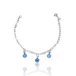 PULSEIRA OLHO GREGO PONTO LUZ ZIRCONIA AZUL PRATA 925