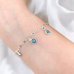 PULSEIRA OLHO GREGO PONTO LUZ ZIRCONIA AZUL PRATA 925