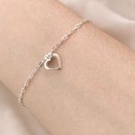 PULSEIRA CORACAO LISO VAZADA PRATA 925