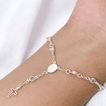 PULSEIRA TERCO ZIRCONIA MEDALHA MILAGROSA PRATA 925