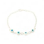 PULSEIRA OLHO GREGO 4 PINGENTES PRATA 925
