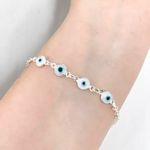 PULSEIRA OLHO GREGO 4 PINGENTES PRATA 925