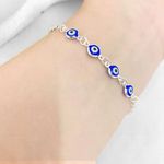 PULSEIRA OLHO GREGO 11 PINGENTES PRATA 925