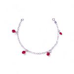 PULSEIRA INFANTIL 4 ZIRCONIA VERMELHO PRATA 925