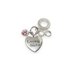 BERLOQUE PATUÁ LOVING SISTER INFINITO E CORAÇAO ROSA PRATA 925