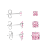 TRIO ZIRCONIA QUADRADO ROSA