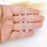 TRIO ZIRCONIA QUADRADO ROSA