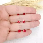 TRIO ZIRCONIA REDONDO VERMELHO