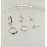 TRIO ARGOLA CLICK COLORIDA / LISA / BRINCO ZIRCONIA REDONDO 3MM