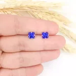 BRINCO ZIRCONIA QUADRADO AZUL 6MM