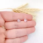 BRINCO ZIRCONIA QUADRADO ZIRCONIA ROSA 6MM