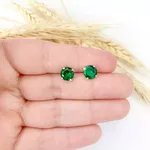 BRINCO ZIRCONIA REDONDO VERDE 8MM