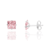 BRINCO ZIRCONIA QUADRADO ROSA 5MM