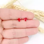 BRINCO ZIRCONIA CORACAO VERMELHO 5MM