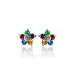 BRINCO FLORZINHA ZIRCONIA COLORIDA