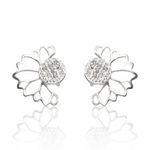 BRINCO MEIA FLOR COM ZIRCONIA