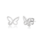BRINCO BORBOLETA VAZADA COM ZIRCONIA