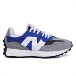 New Balance 327 Cinza com azul - Couro
