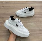 Tenis Prada Filete Eva 03 branco e preto