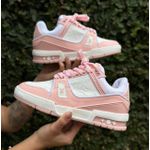 tenis louis vuitton trainer 4 BCO/ ROSA BB