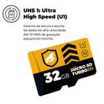 Cartão de Memória Turbo 32GB U1 + Adaptador Pendrive Nano Slim + Adaptador SD - Gorila Shield