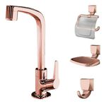 Kit Para Banheiro Torneira Com Acessórios 2004 F71 Rose Gold Lorenzetti 7140097