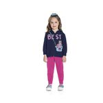 Conjunto Moletom Fakini Bebê Feminino Azul Tamanho 1 - 2 - 3