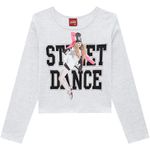 Blusa Cropped Manga Longa Kyly 4-6-8 Street Dance Cinza Mescla