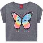 Blusa Kyly Feminina Infantil 10 ao 16 - Cropped - Cinza