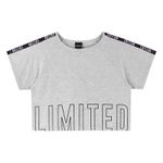 Blusa Amora Feminina 12 ao 18 - Cropped Cinza