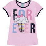 Pijama Kyly Infantil Feminino 10 ao 18 Rosa com Marinho - Nuvens