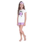 Pijama Kyly Infantil Feminino 10 ao 18 com Máscara - Branco e Lilás 
