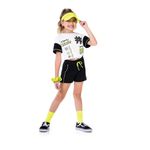 Short Fakini Infantil Feminino 4 ao 10 - Preto e Verde Fluorescente