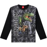 Camiseta Manga Longa Kyly 10 ao 16 - Preta Dinossauros