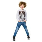Camiseta Manga Longa Kyly 10 ao 16 Lets Rock Cinza Mescla